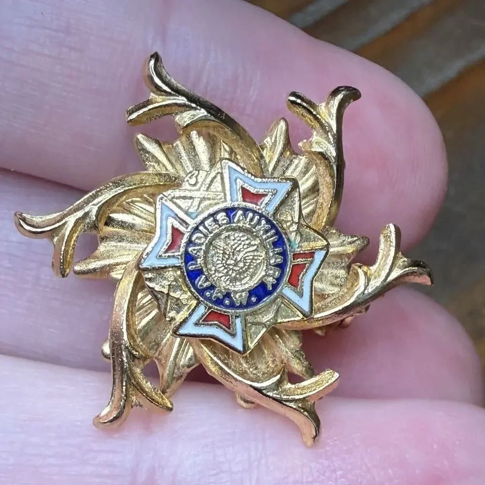 Vintage Ladies Auxiliary VFW Pin Lot of 3, Brooch Pin Lapel Pin